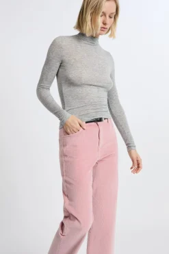 ETAM Corte Recto|Pantalones|Pantalón de algodón con efecto terciopelo ROSA EMPOLVADO