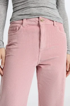 ETAM Corte Recto|Pantalones|Pantalón de algodón con efecto terciopelo ROSA EMPOLVADO