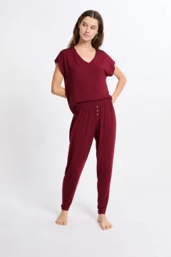 ETAM Los Pijamas Más Responsables|Pijamas Esenciales|Pantalón de pijama BURDEOS GRANATE
