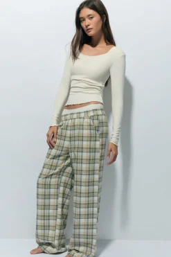 ETAM Partes De Abajo De Pijama|Los Pijamas Más Responsables|Pantalón de pijama a cuadros BEIGE
