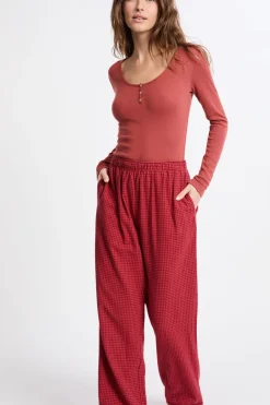 ETAM Partes De Abajo De Pijama|Los Pijamas Más Responsables|Pantalón de pijama a cuadros de algodón LADRILLO ROUX