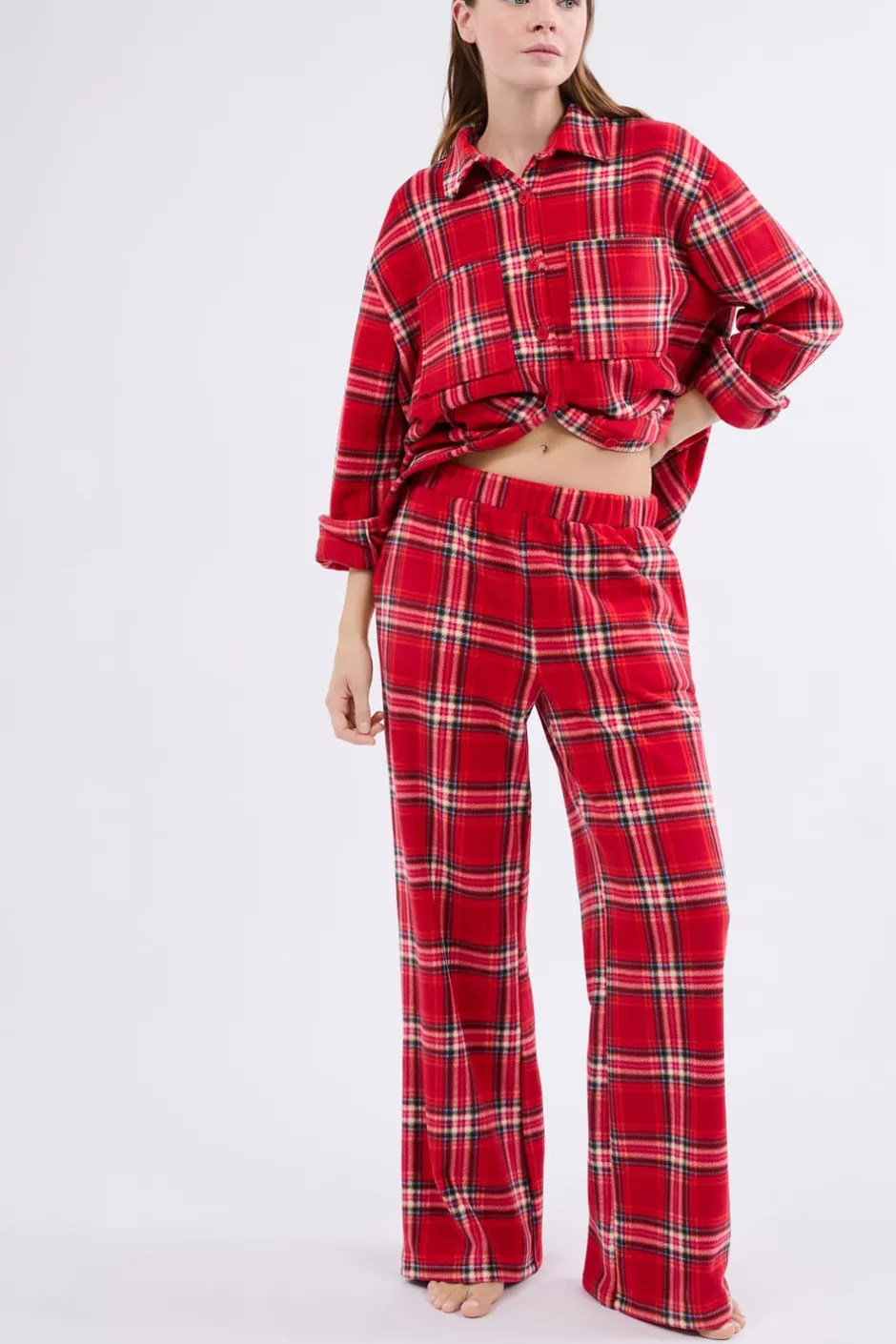 ETAM Pijamas Calentitos|Partes De Abajo De Pijama|Pantalón de pijama a cuadros ROJO