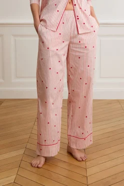 ETAM Los Pijamas Más Responsables|Partes De Abajo De Pijama|Pantalón de pijama a rayas y corazones de algodón IMP FD BLANCO