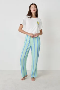ETAM Partes De Abajo De Pijama|Los Pijamas Más Responsables|Pantalón de pijama a rayas VERDE CLARO
