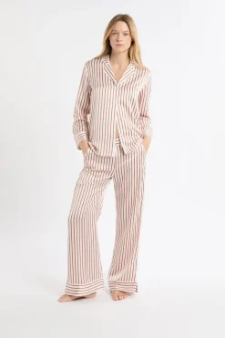ETAM Partes De Abajo De Pijama|Pantalón de pijama a rayas de satén IMP FD CRUDO