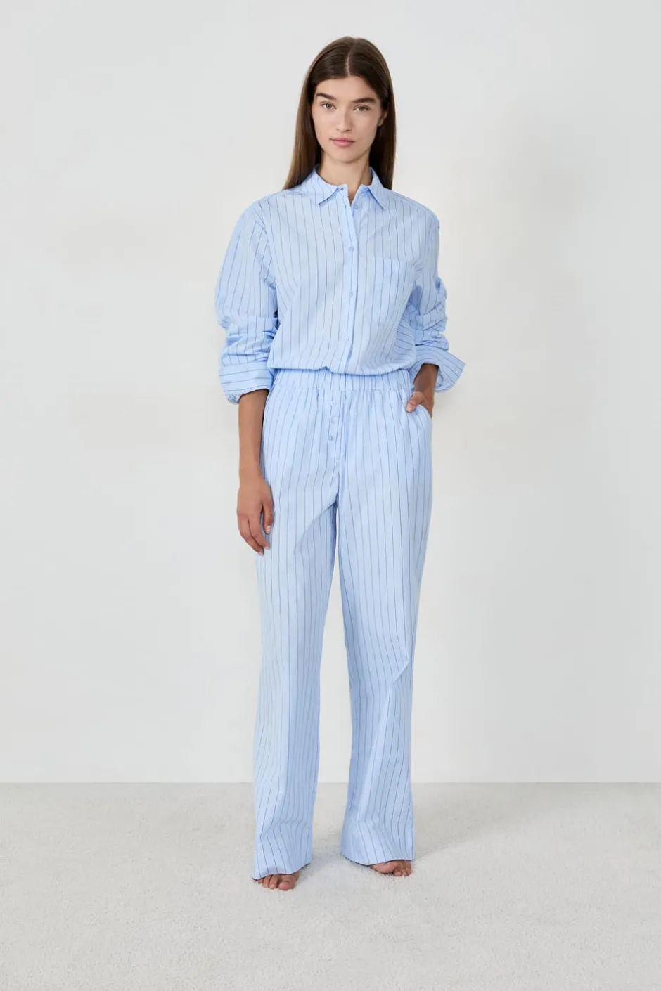 ETAM Partes De Abajo De Pijama|Los Pijamas Más Responsables|Pantalón de pijama a rayas AZUL CIELO
