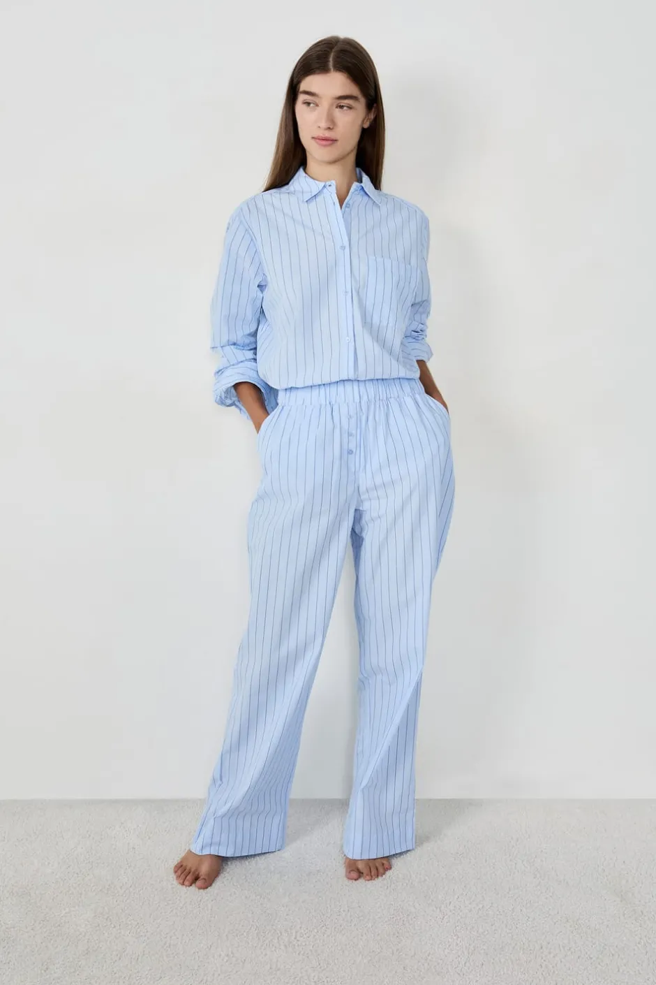 ETAM Partes De Abajo De Pijama|Los Pijamas Más Responsables|Pantalón de pijama a rayas AZUL CIELO