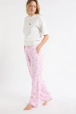 ETAM Los Pijamas Más Responsables|Partes De Abajo De Pijama|Pantalón de pijama a rayas con estampado de perros ROSA CARAMELO