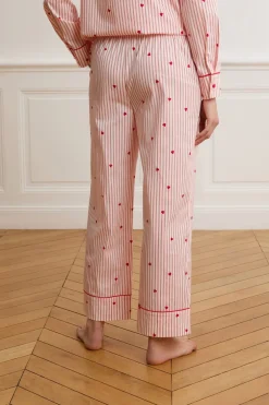 ETAM Los Pijamas Más Responsables|Partes De Abajo De Pijama|Pantalón de pijama a rayas y corazones de algodón IMP FD BLANCO