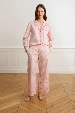 ETAM Los Pijamas Más Responsables|Partes De Abajo De Pijama|Pantalón de pijama a rayas y corazones de algodón IMP FD BLANCO
