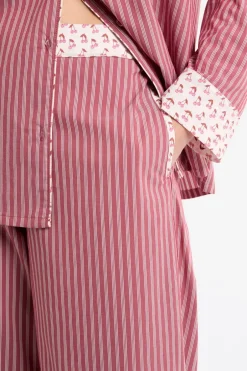 ETAM Los Pijamas Más Responsables|Partes De Abajo De Pijama|Pantalón de pijama a rayas con algodón ROSA EMPOLVADO