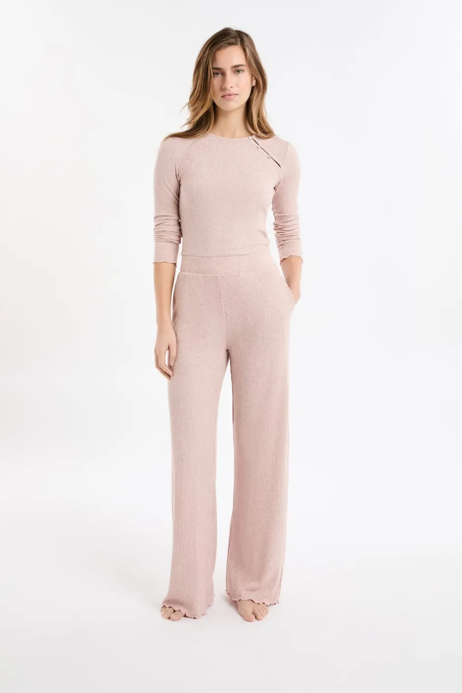 ETAM Homewear|Partes De Abajo De Pijama|Pantalón de pijama acanalado ROSA EMPOLVADO