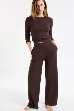 ETAM Homewear|Partes De Abajo De Pijama|Pantalón de pijama acanalado CHOCOLATE