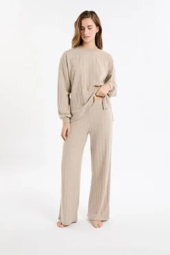 ETAM Homewear|Los Pijamas Más Responsables|Pantalón de pijama ancho TAUPE