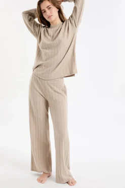ETAM Homewear|Los Pijamas Más Responsables|Pantalón de pijama ancho TAUPE