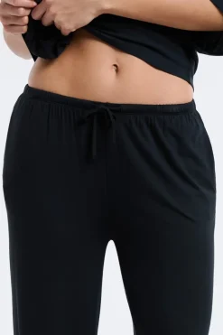 ETAM Los Pijamas Más Responsables|Pijamas Esenciales|Pantalón de pijama ancho de modal NEGRO