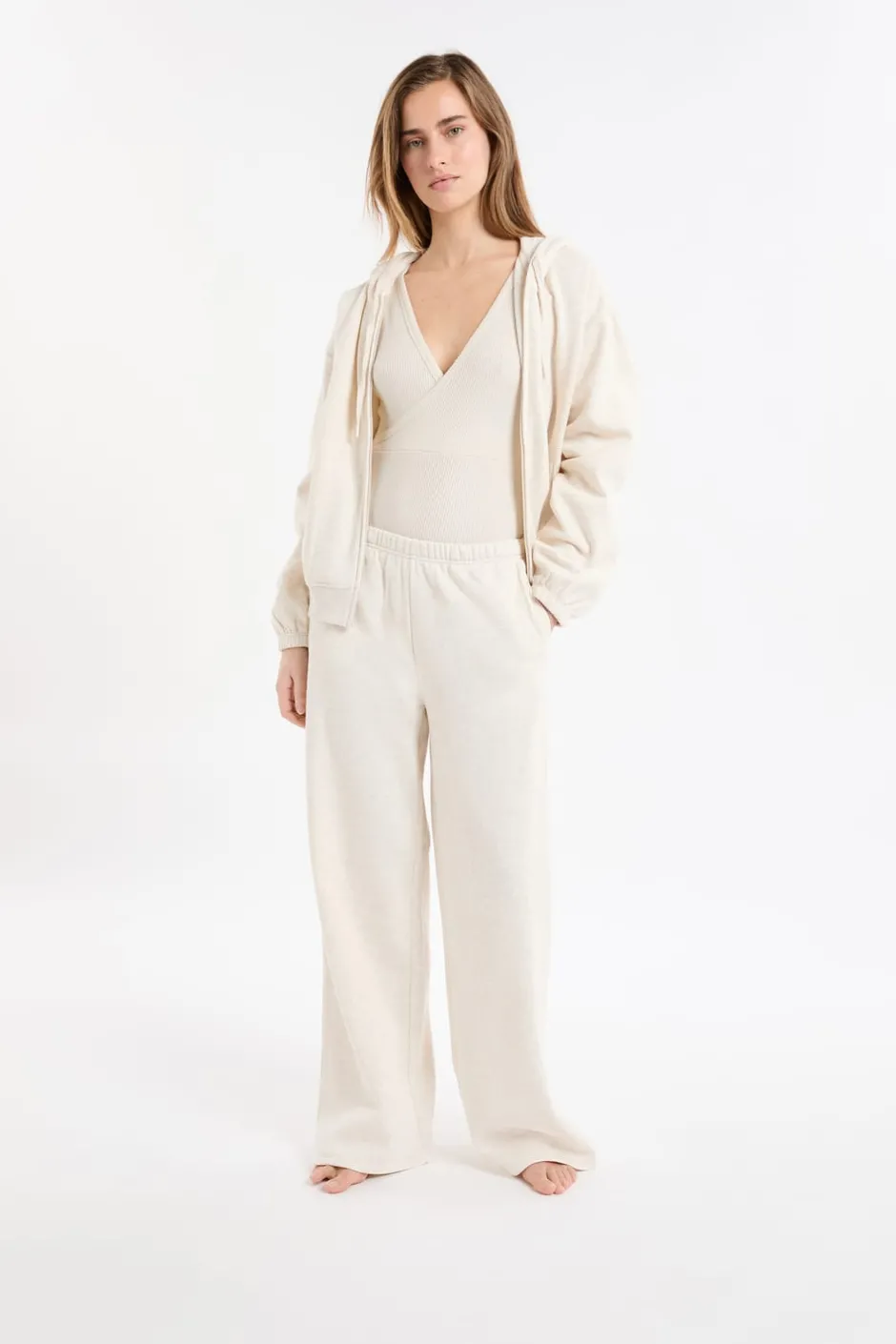 ETAM Homewear|Los Pijamas Más Responsables|Pantalón de pijama con cintura elástica y algodón BEIGE