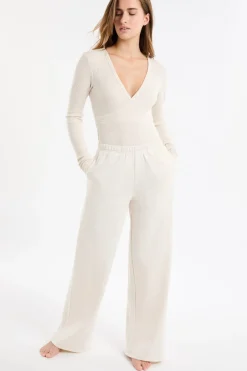 ETAM Homewear|Los Pijamas Más Responsables|Pantalón de pijama con cintura elástica y algodón BEIGE