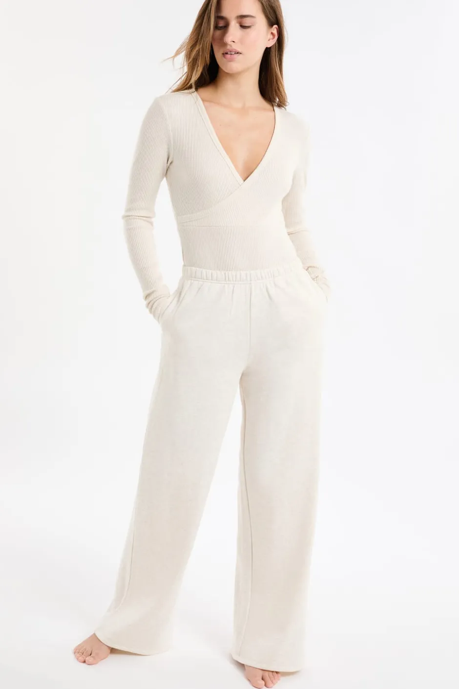 ETAM Homewear|Los Pijamas Más Responsables|Pantalón de pijama con cintura elástica y algodón BEIGE