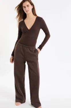 ETAM Homewear|Los Pijamas Más Responsables|Pantalón de pijama con cintura elástica y algodón CHOCOLATE