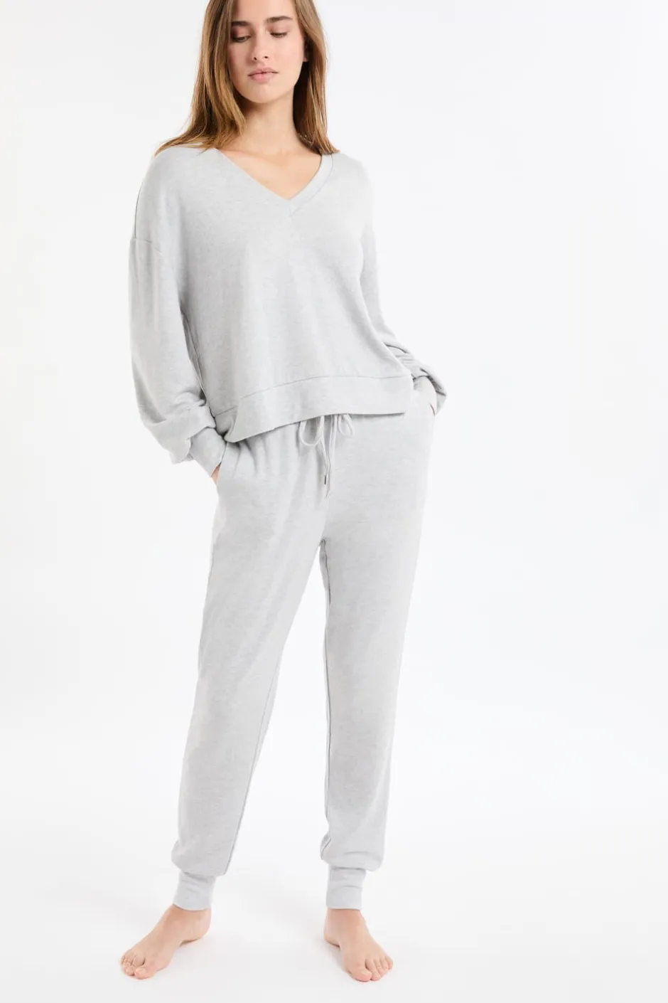 ETAM Homewear|Partes De Abajo De Pijama|Pantalón de pijama con cordón GRIS CLARO