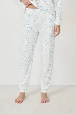 ETAM Partes De Abajo De Pijama|Los Pijamas Más Responsables|Pantalón de pijama con corazones BLANCO