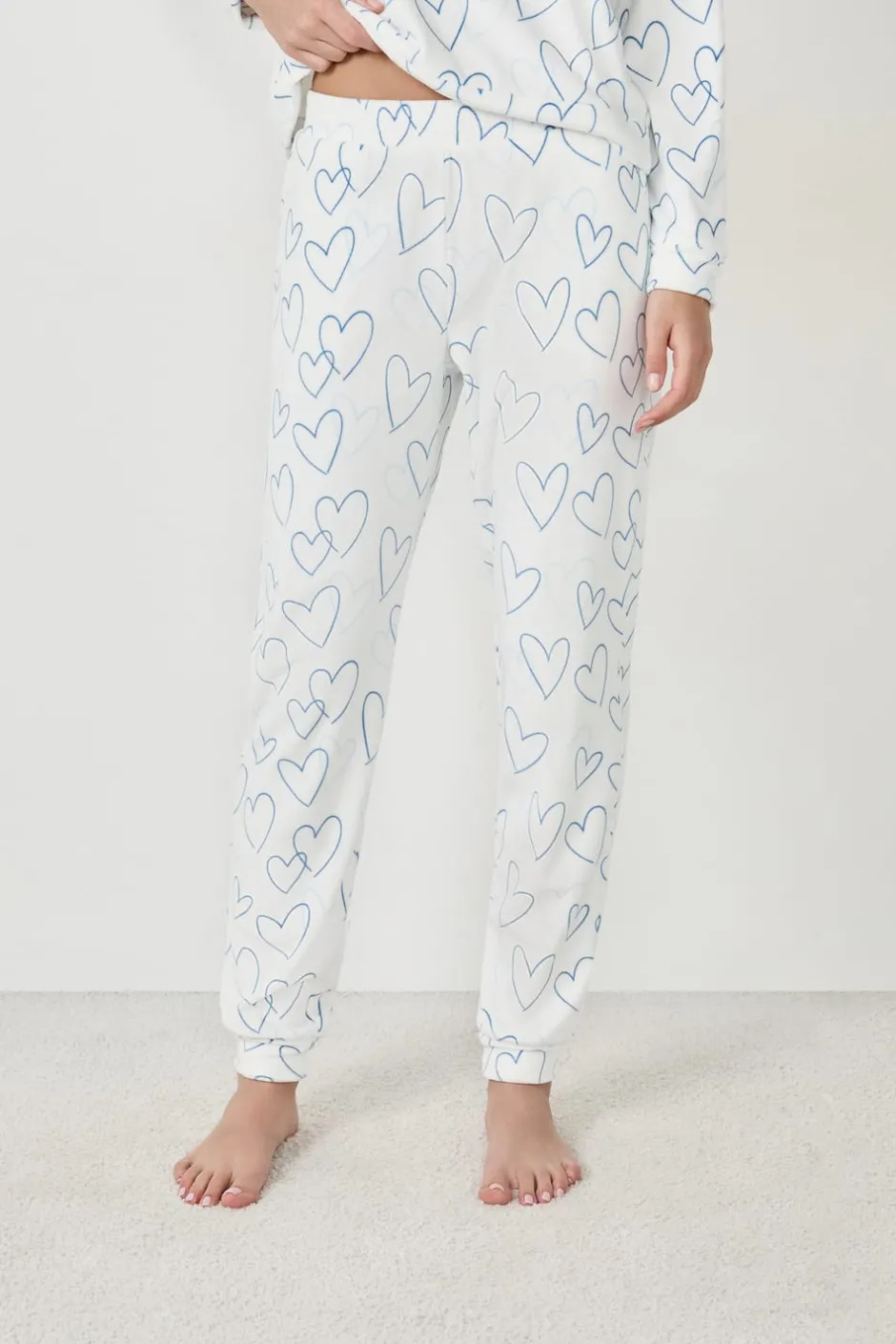 ETAM Partes De Abajo De Pijama|Los Pijamas Más Responsables|Pantalón de pijama con corazones BLANCO