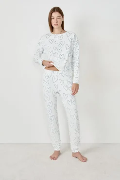 ETAM Partes De Abajo De Pijama|Los Pijamas Más Responsables|Pantalón de pijama con corazones BLANCO
