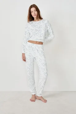ETAM Partes De Abajo De Pijama|Los Pijamas Más Responsables|Pantalón de pijama con corazones BLANCO