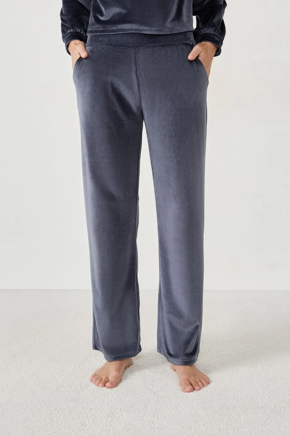 ETAM Pijamas Calentitos|Partes De Abajo De Pijama|Pantalón de pijama con efecto terciopelo AZUL NOCHE