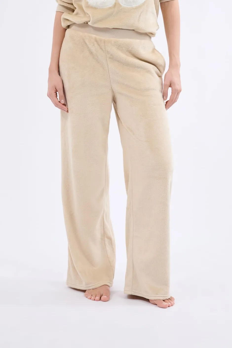 ETAM Pijamas Calentitos|Partes De Abajo De Pijama|Pantalón de pijama con efecto terciopelo BEIGE