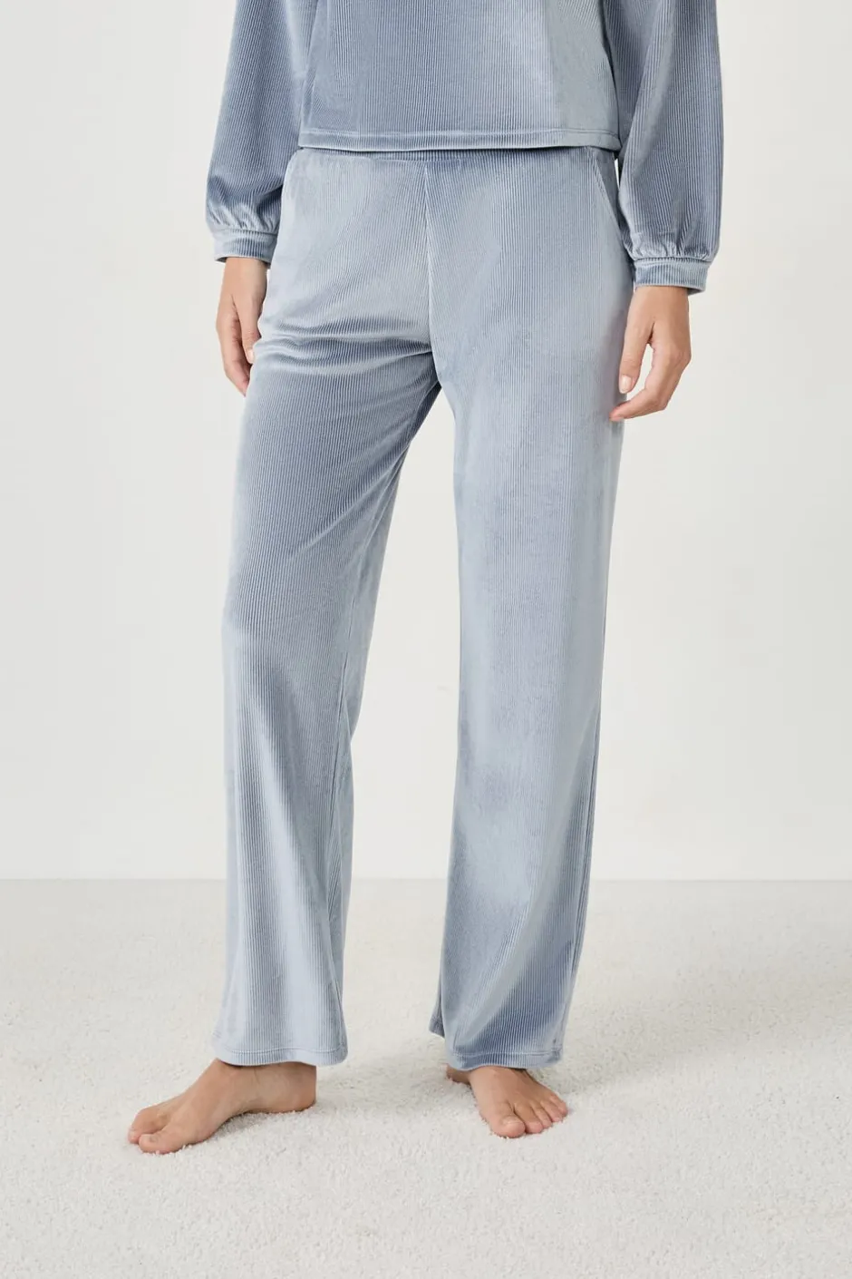 ETAM Pijamas Calentitos|Partes De Abajo De Pijama|Pantalón de pijama con efecto terciopelo AZUL