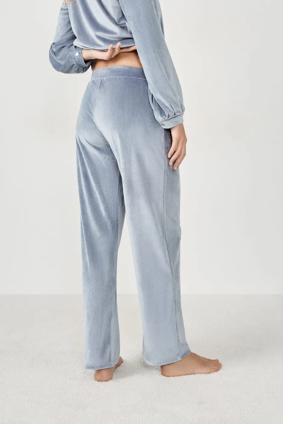 ETAM Pijamas Calentitos|Partes De Abajo De Pijama|Pantalón de pijama con efecto terciopelo AZUL