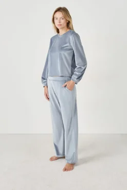 ETAM Pijamas Calentitos|Partes De Abajo De Pijama|Pantalón de pijama con efecto terciopelo AZUL