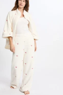 ETAM Pijamas Calentitos|Partes De Abajo De Pijama|Pantalón de pijama con estampado de corazones efecto polar CRUDO