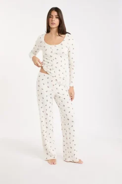 ETAM Los Pijamas Más Responsables|Partes De Abajo De Pijama|Pantalón de pijama con estampado de cerezas lino