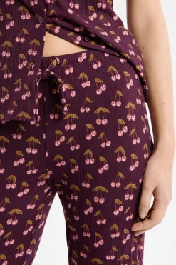 ETAM Los Pijamas Más Responsables|Partes De Abajo De Pijama|Pantalón de pijama con estampado de cerezas VIOLET