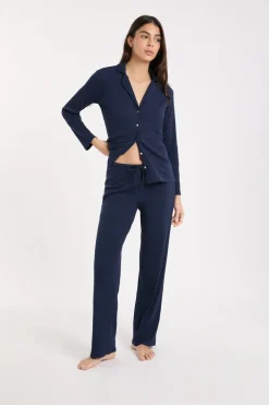 ETAM Los Pijamas Más Responsables|Pijamas Esenciales|Pantalón de pijama de algodón AZUL REAL