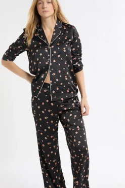 ETAM Partes De Abajo De Pijama|Pantalón de pijama de satén con estampado floral MULTICOLOR