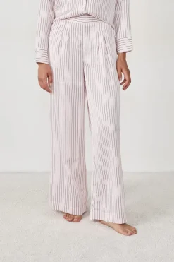 ETAM Partes De Abajo De Pijama|Los Pijamas Más Responsables|Pantalón de pijama de satén a rayas IMP FD ECRU