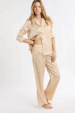 ETAM Partes De Abajo De Pijama|Pantalón de pijama de satén con estampado de perros IMP FONDO ROSA