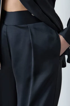 ETAM Partes De Abajo De Pijama|Pantalón de pijama de satén NEGRO