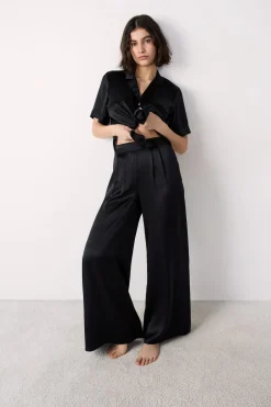 ETAM Pijamas De Seda|Partes De Abajo De Pijama|Pantalón de pijama de seda NEGRO