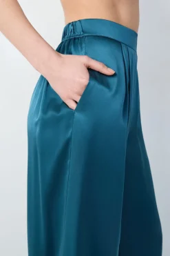 ETAM Pijamas De Seda|Partes De Abajo De Pijama|Pantalón de pijama de seda AZUL PETRÓLEO