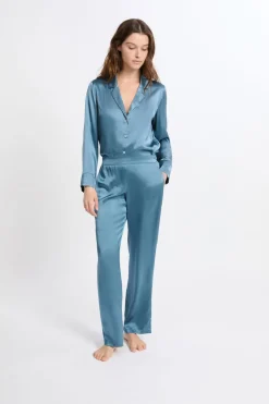 ETAM Pijamas De Seda|Partes De Abajo De Pijama|Pantalón de pijama de seda AZUL OSCURO