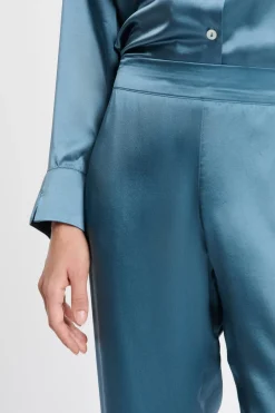 ETAM Pijamas De Seda|Partes De Abajo De Pijama|Pantalón de pijama de seda AZUL OSCURO