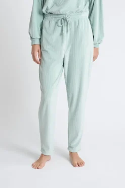 ETAM Pijamas Calentitos|Partes De Abajo De Pijama|Pantalón de pijama de terciopelo VERDE AGUA
