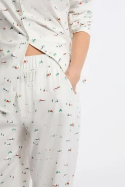 ETAM Partes De Abajo De Pijama|Los Pijamas Más Responsables|Pantalón de pijama estampado de algodón CRUDO