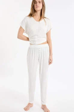 ETAM Pijamas Esenciales|Partes De Abajo De Pijama|Pantalón de pijama liso BLANCO CRUDO