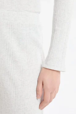 ETAM Homewear|Pijamas Esenciales|Pantalón de pijama recto de algodón acanalado GRIS